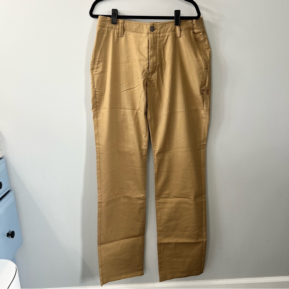 Under Armour Tan Khaki Fit Heat Gear Loose Fit Performance Pants Size 34